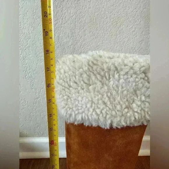 Vintage Rosita Shearling Suede Leather High Wedge Boots Women’s Size 6.5 M - Picture 3 of 11